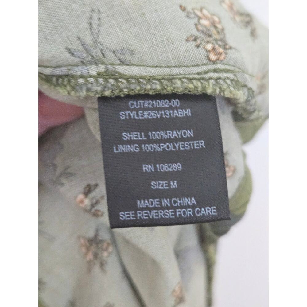 Sz M Green floral Smocked peasant 90's babydoll dress fairy cottagecore romance - Picture 9 of 9